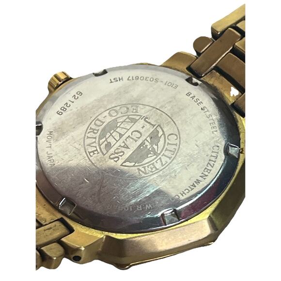 Citizen Eco-Drive Diamond Bezel Gold Tone Day Date Spanish WR100 Watch Works main image 10